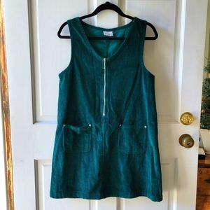 Vintage Green Corduroy Jumper mini Dress